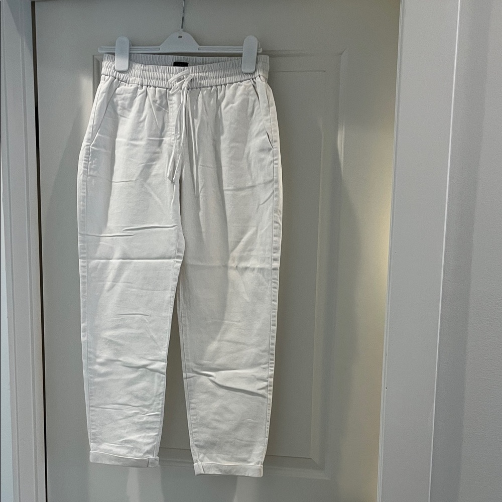 J. Crew White Elastic Waist Pants
